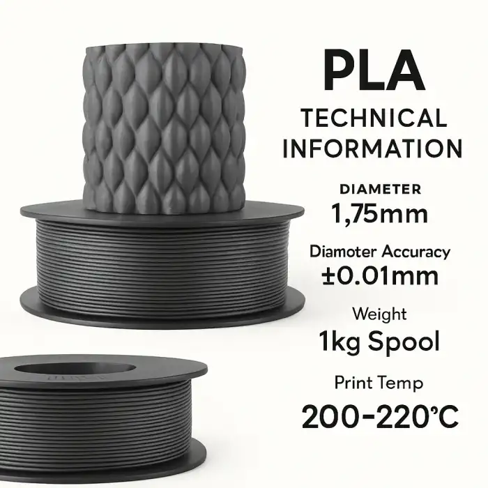 Filetto PLA+Gümüş Gri Filament 1.75mm 1 KG
