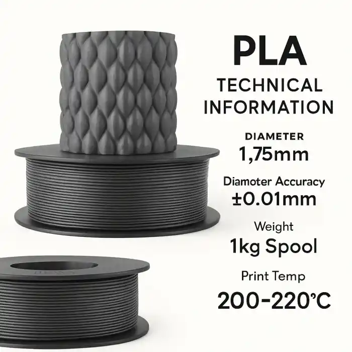 Filetto PLA+Gümüş Gri Filament 1.75mm 1 KG