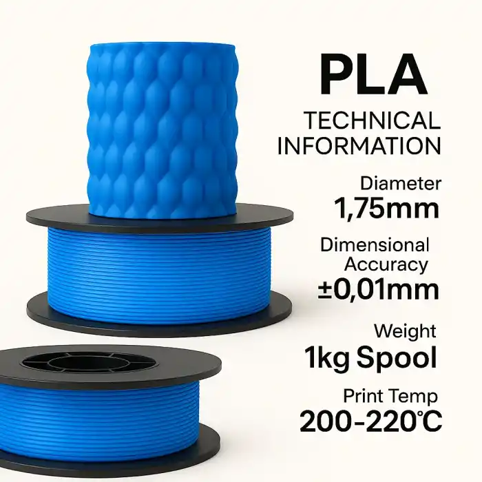 Filetto PLA+Mavi Filament 1.75mm 1 KG