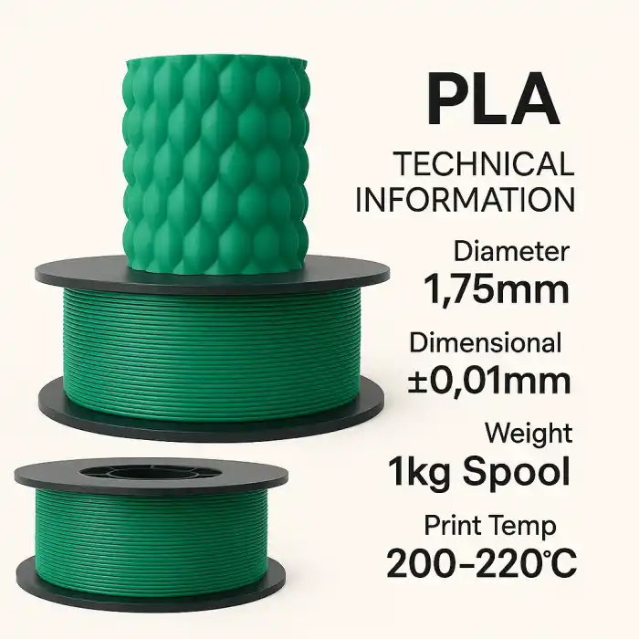 Filetto PLA+ Yeşil Filament 1.75mm 1 KG