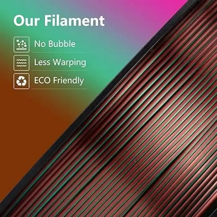 Kingroon PLA Silk üçlü renk Filament Yeşil Mor Bakır 1.75mm 1kg