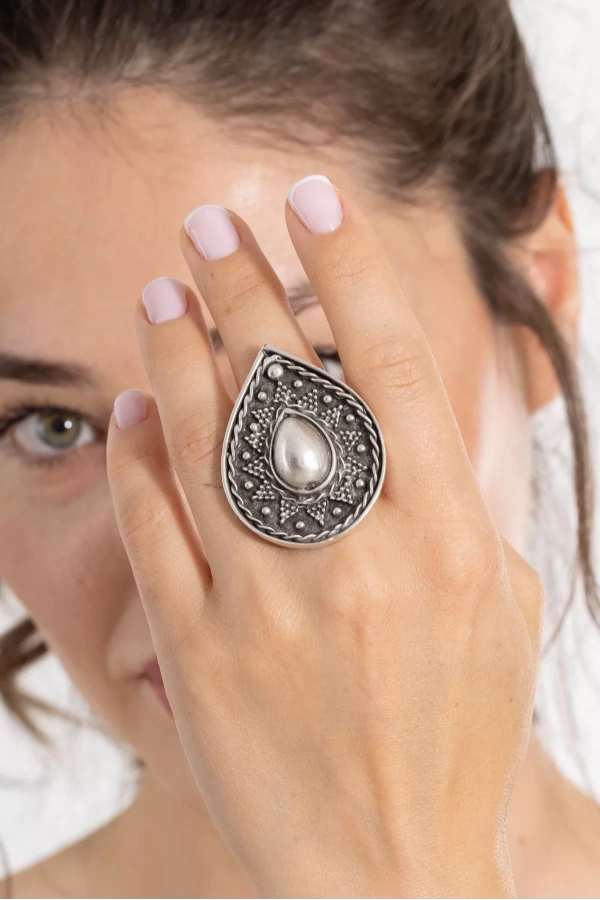 ZeyDor White Crystal Teardrop Ring 1100