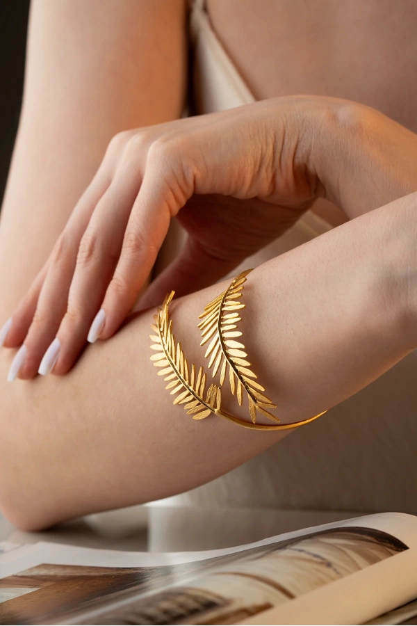 ZeyDor Yaprak tasarım Gold Bileklik
