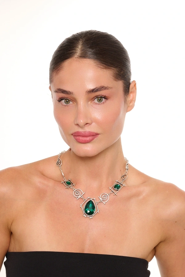ZeyDor Yeşil Kristal Taşlı Kolye
