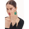ZeyDor Green Glass Evil Eye Ring