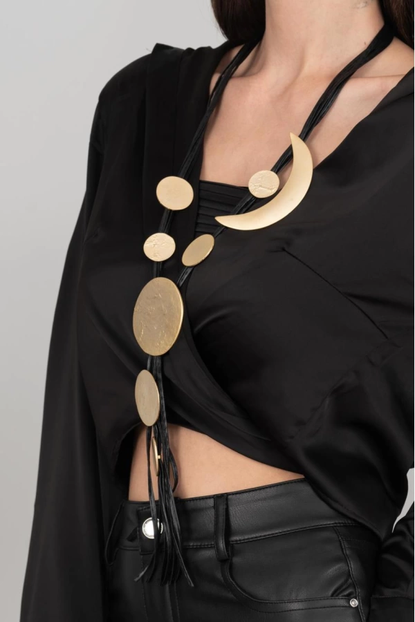 ZeyDor Gold Long Moon Necklace 6204