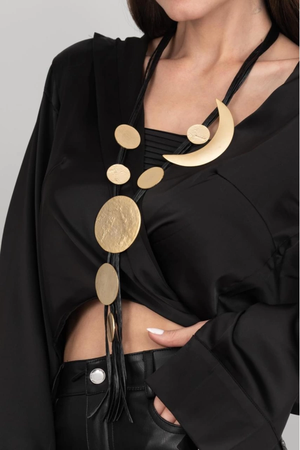 ZeyDor Gold Long Moon Necklace 6204