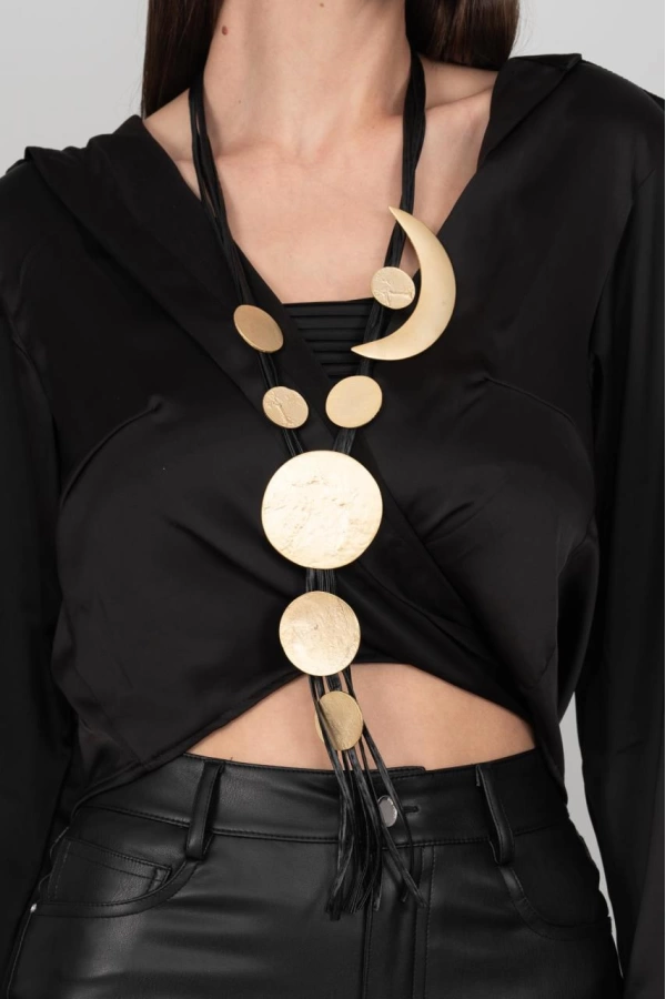ZeyDor Gold Long Moon Necklace 6204