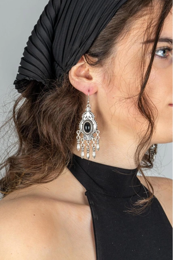 ZeyDor Bohemian Earrings with Black Stones 2008