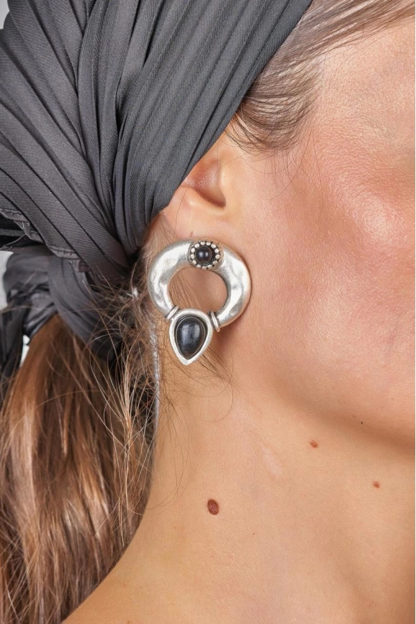 ZeyDor Bohemian Earrings with Black Stones 2181