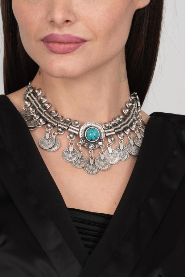 ZeyDor Oriental Necklace with Turquoise Stone 6216