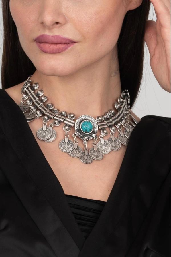 ZeyDor Oriental Necklace with Turquoise Stone 6216