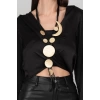 ZeyDor Gold Long Moon Necklace 6204