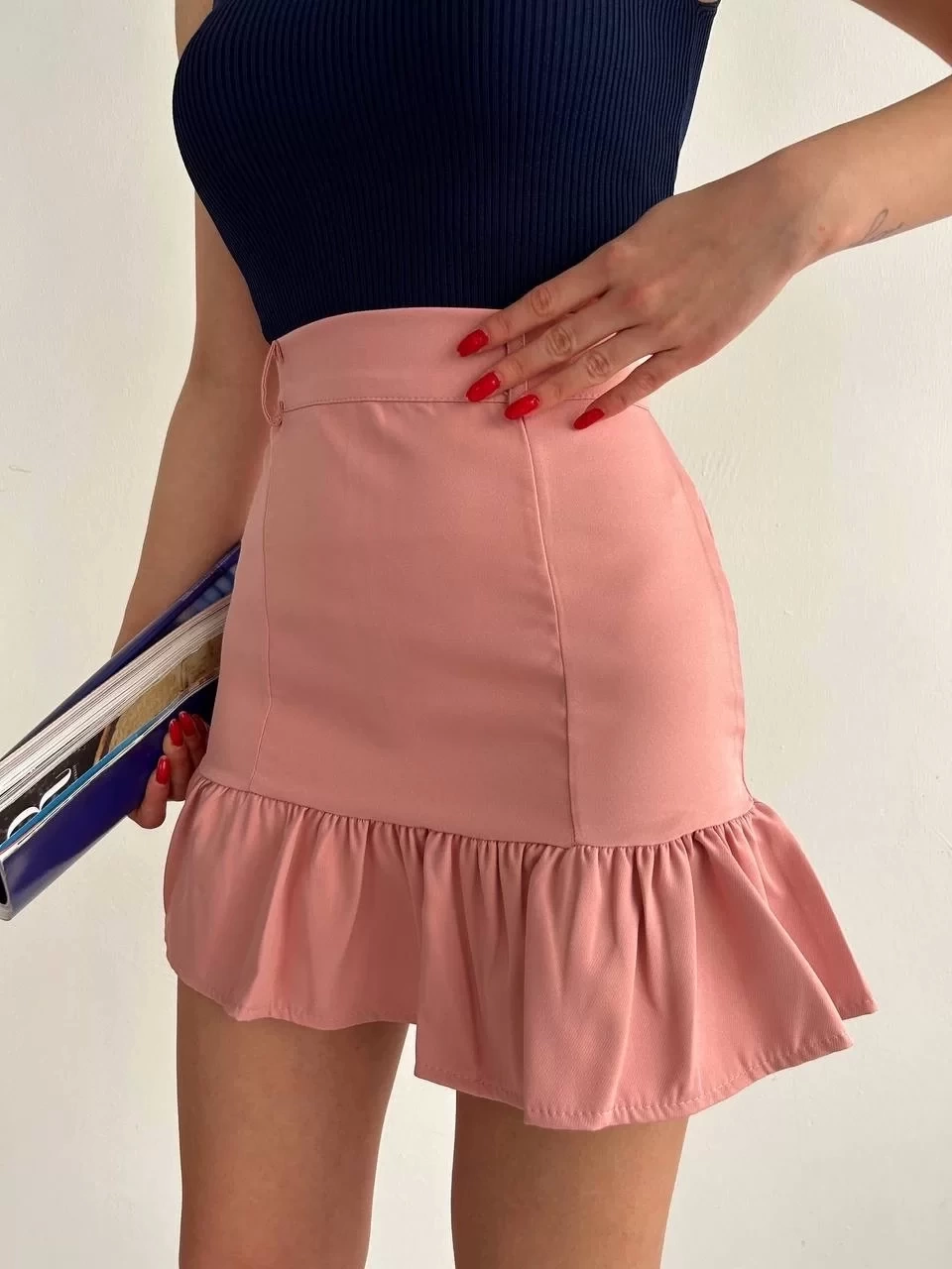 Altı fırfırlı etek pudra s24817