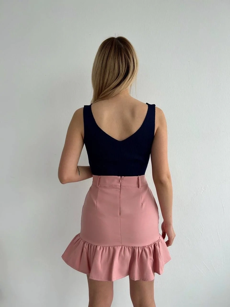 Altı fırfırlı etek pudra s24817