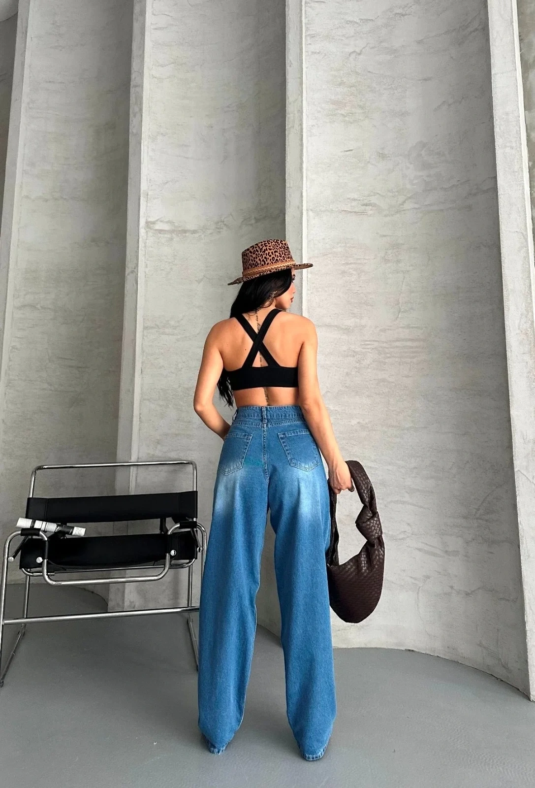 Baggy süper taş bıyık yıkama mavi jeans pantolon