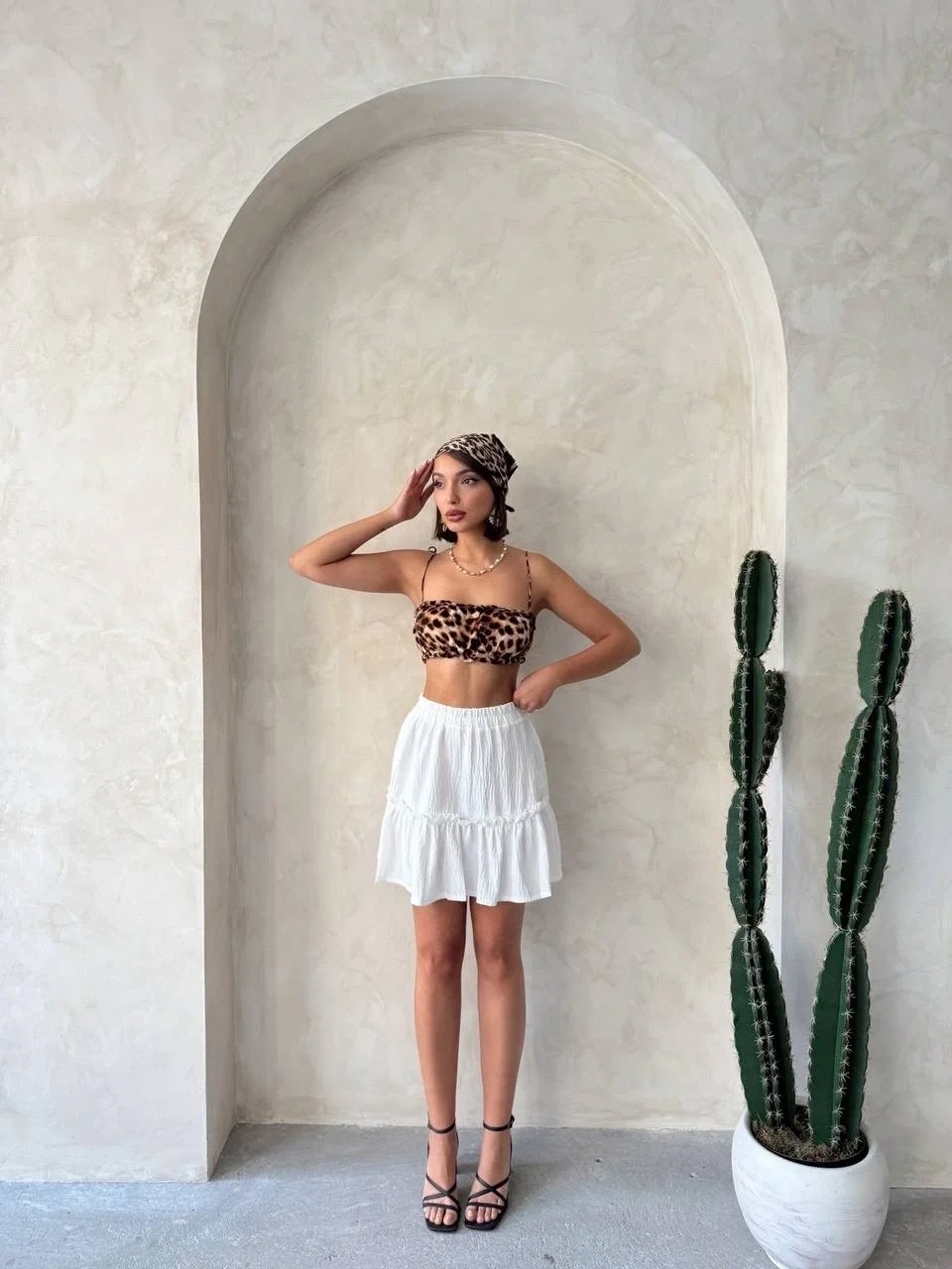 Çingene keten etek beyaz s24808