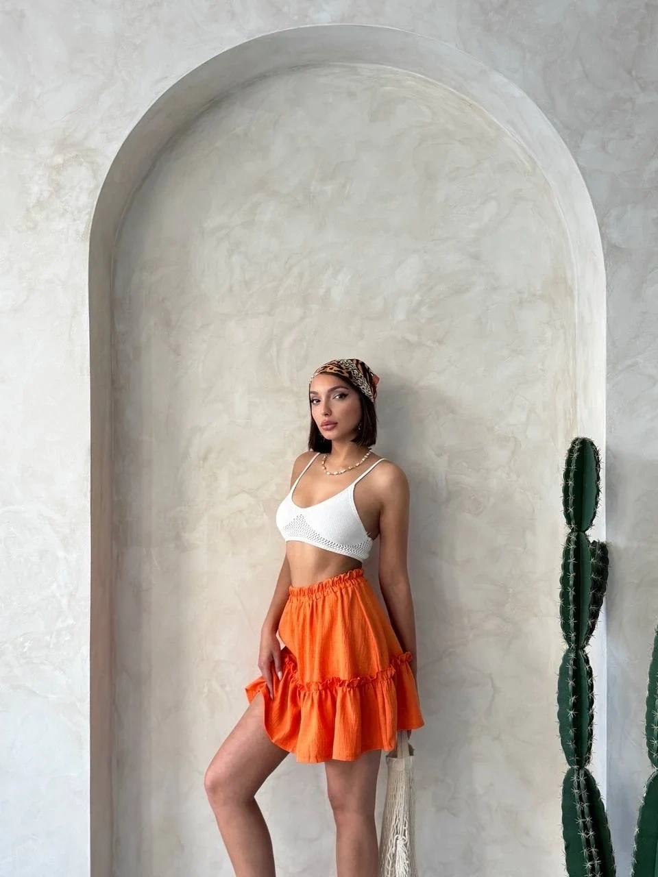 Çingene keten etek turuncu s24808