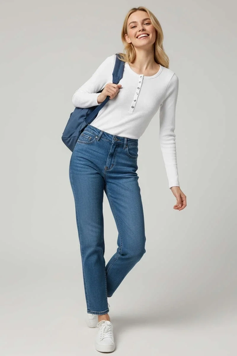 Çıtçıt Detaylı Bluz Beyaz