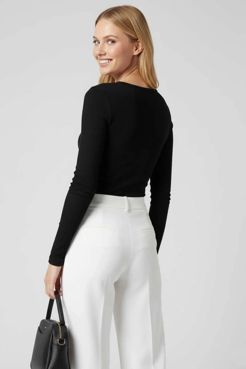 Çıtçıt Detaylı Bluz Siyah T4343