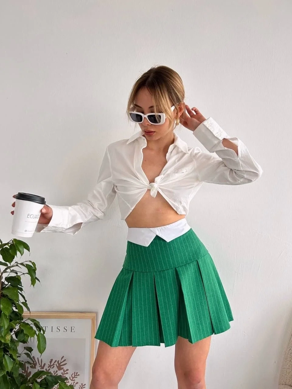 Çizgili Pileli etek s24-1013