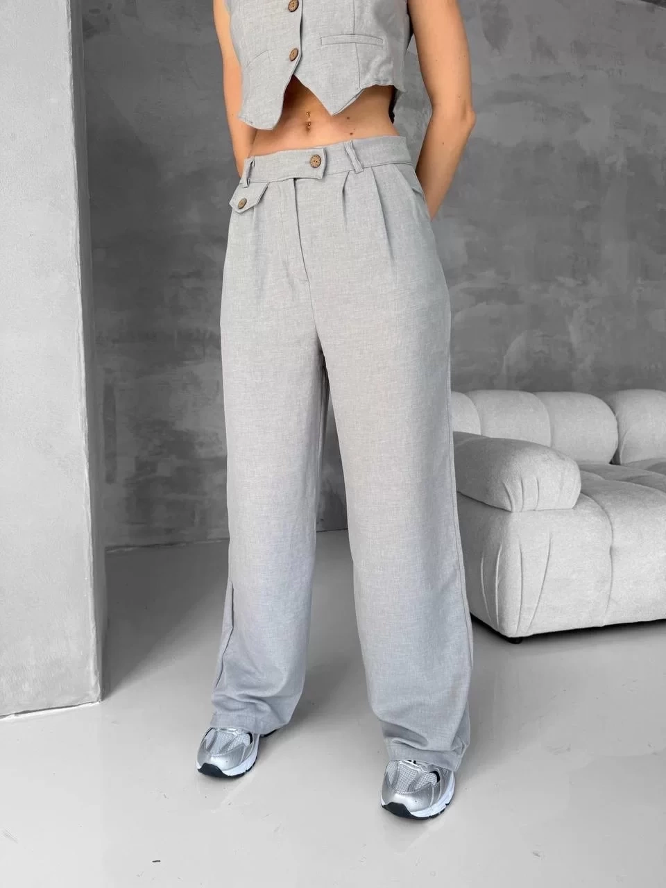 Essential yelek pantolon takım gri s255254