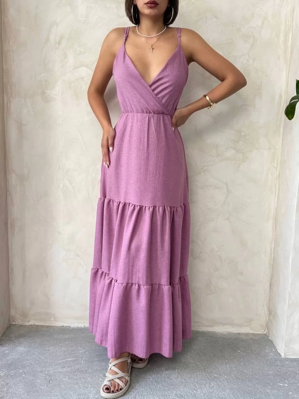 Fırfırlı katlı elbise s255049