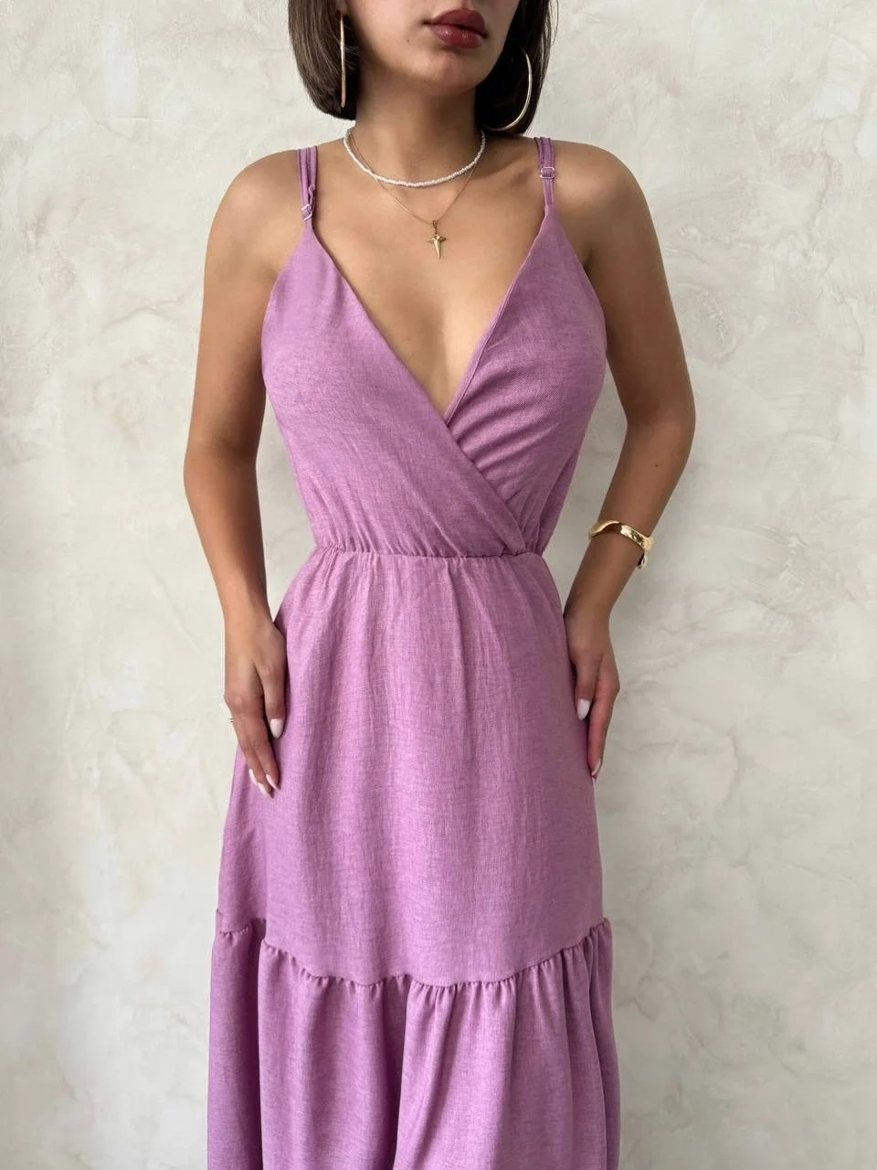 Fırfırlı katlı elbise s255049