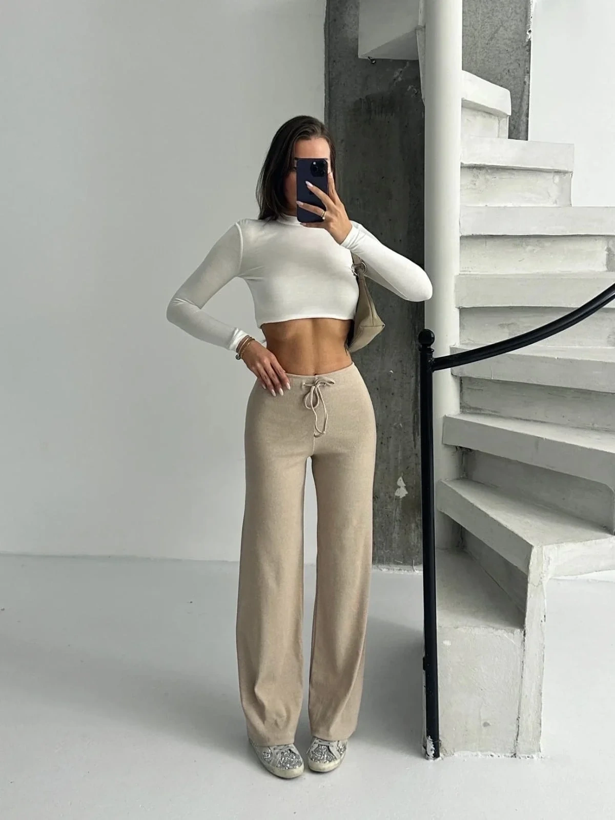 Fit comfort bej salaş pantolon