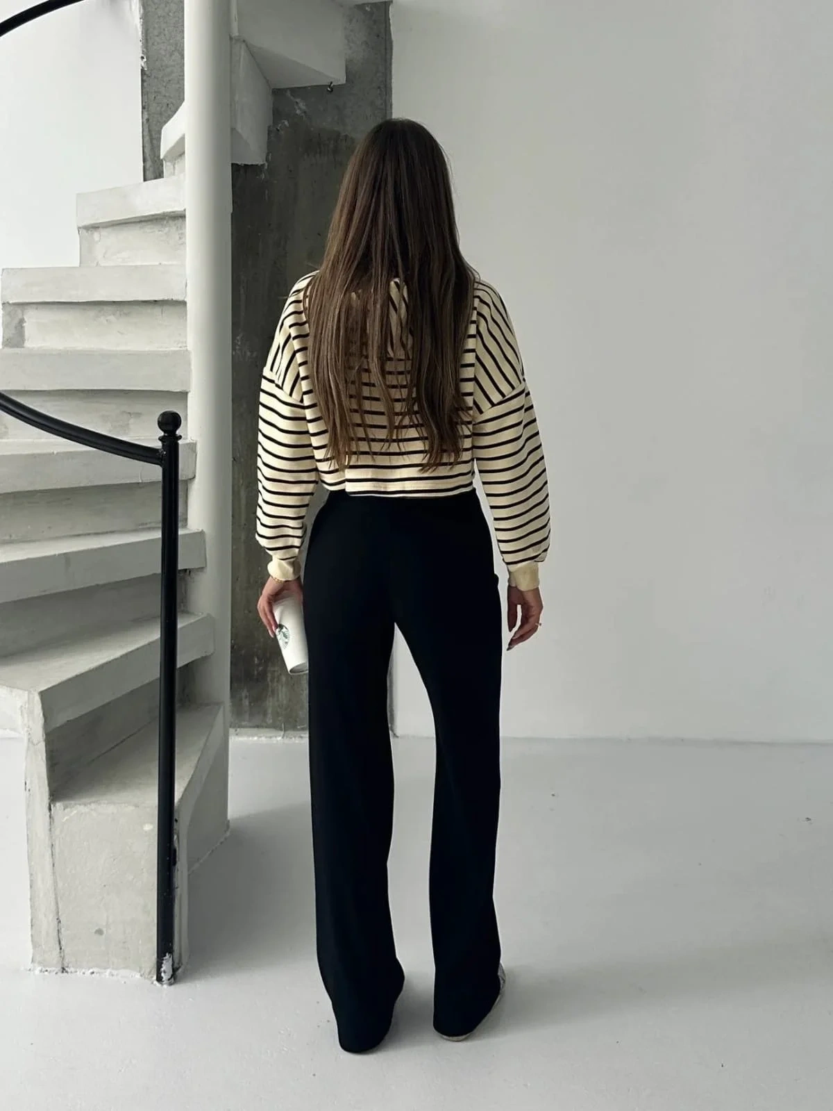 Fit comfort siyah salaş pantolon