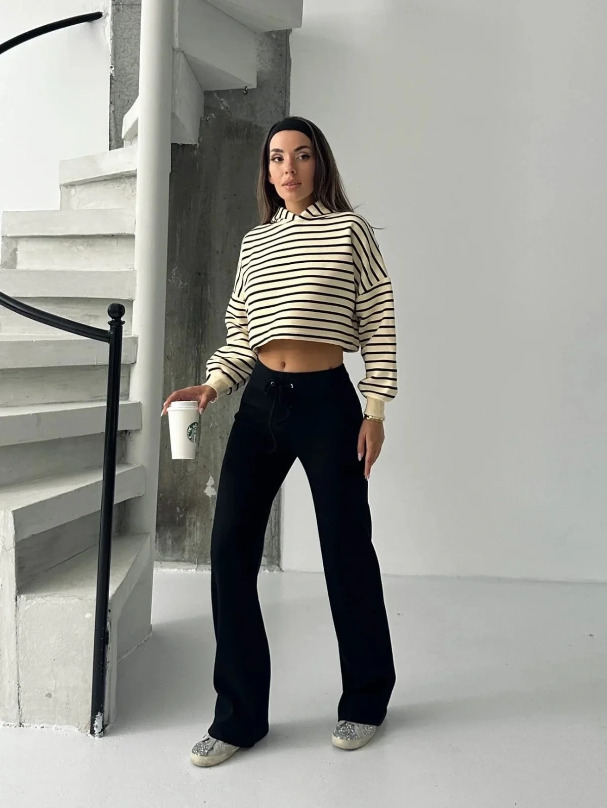 Fit comfort siyah salaş pantolon