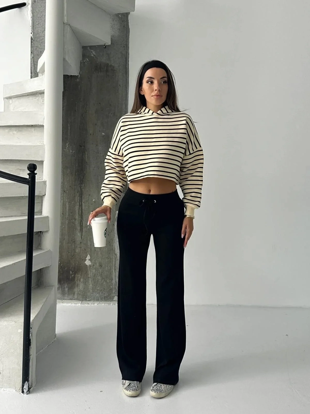 Fit comfort siyah salaş pantolon
