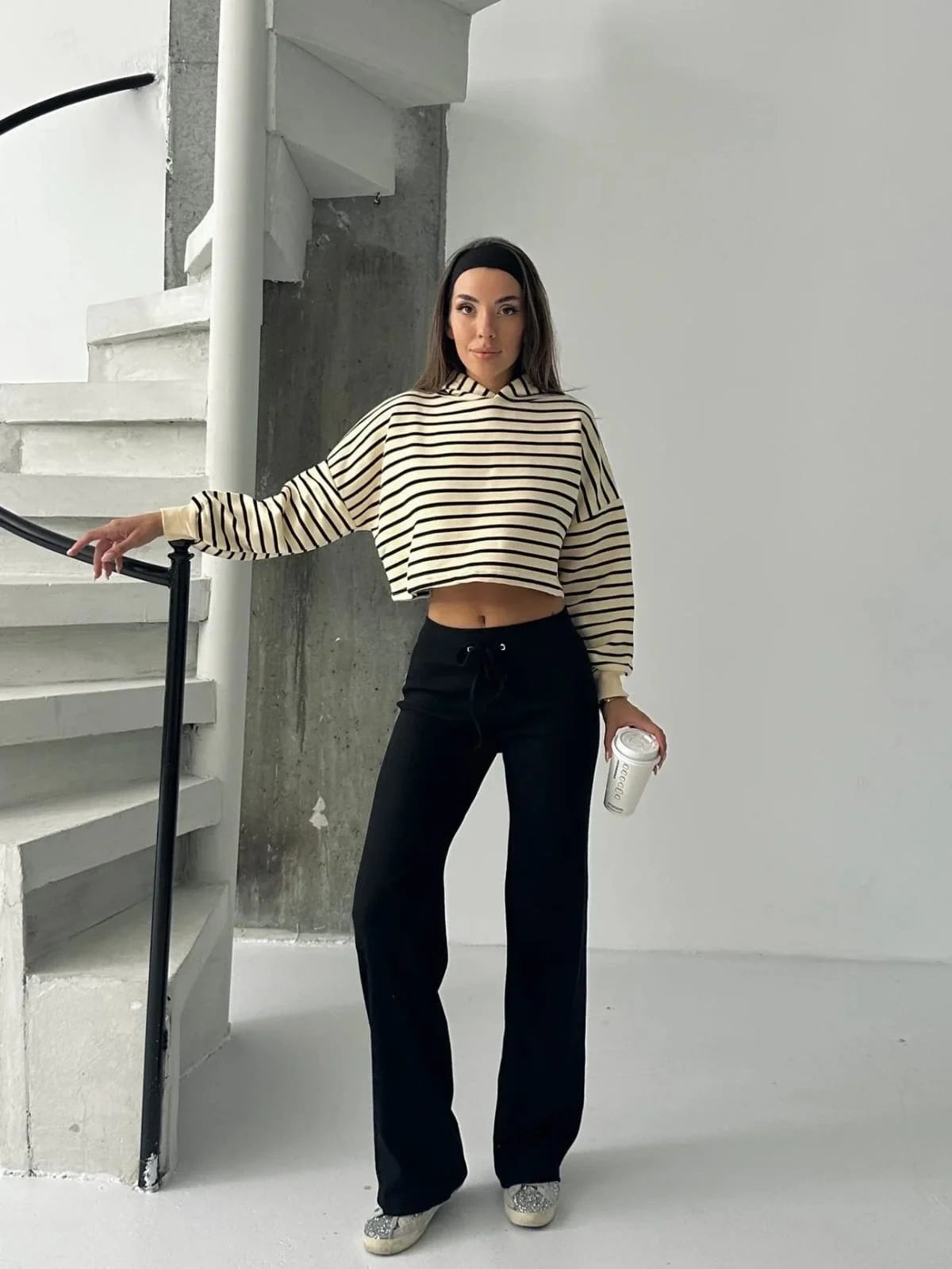 Fit comfort siyah salaş pantolon