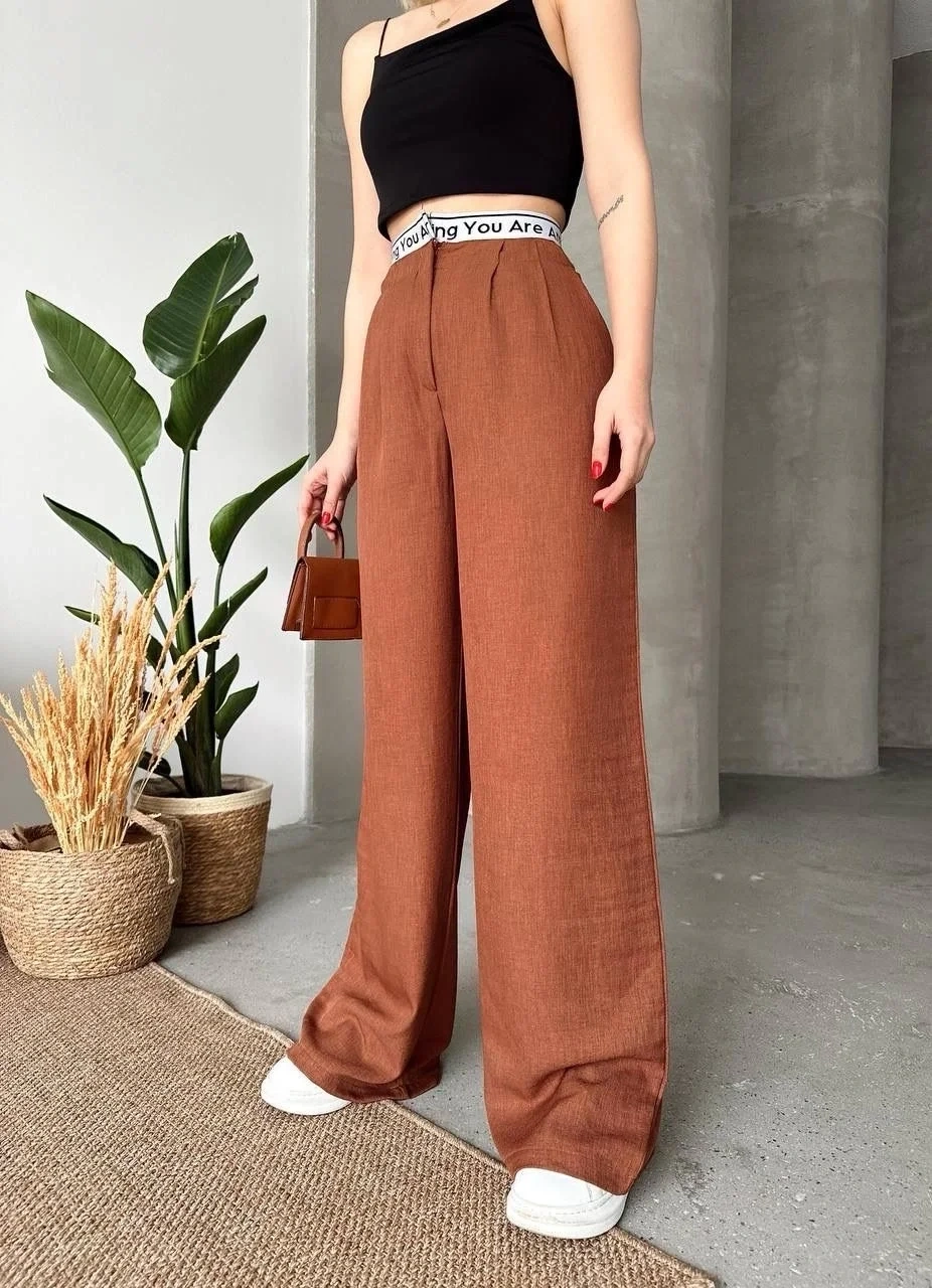 Flamlı kahve pantolon