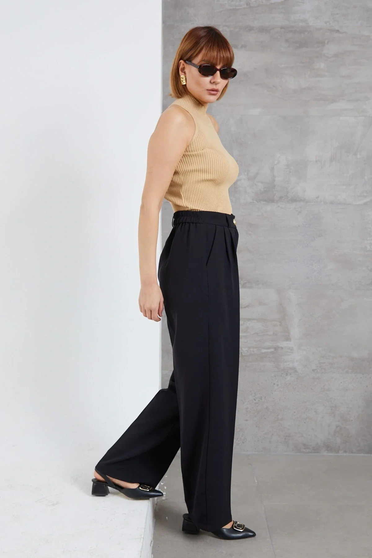 Kadın Beli Lastikli Pzzo Pantolon
