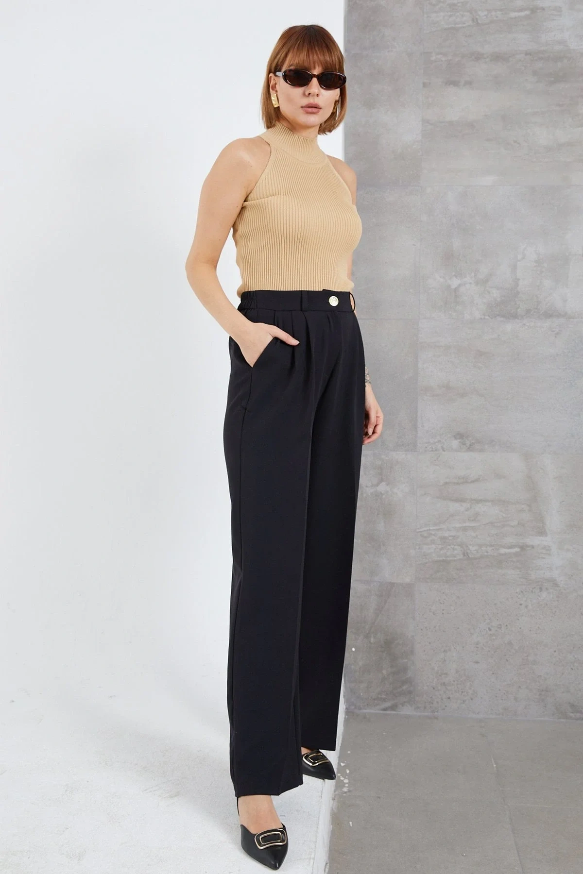 Kadın Beli Lastikli Pzzo Pantolon