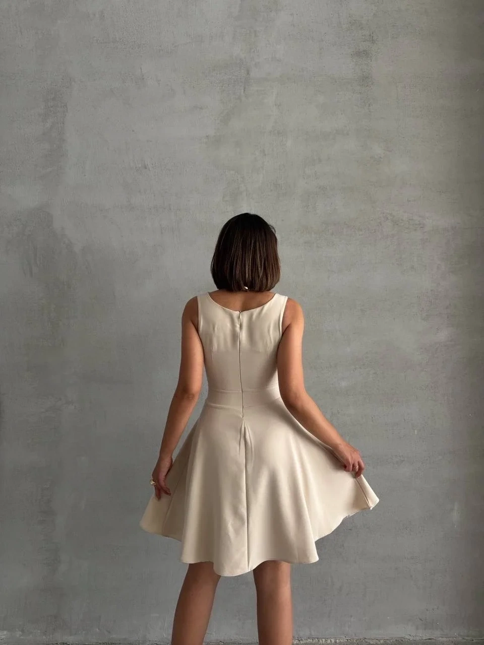 Kadın kare yaka kısa elbise s251188