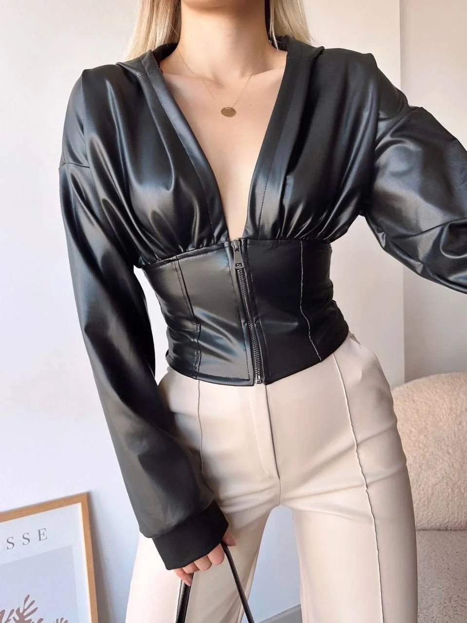 Kapşonlu yarım fermuarlı ceket siyah h24116