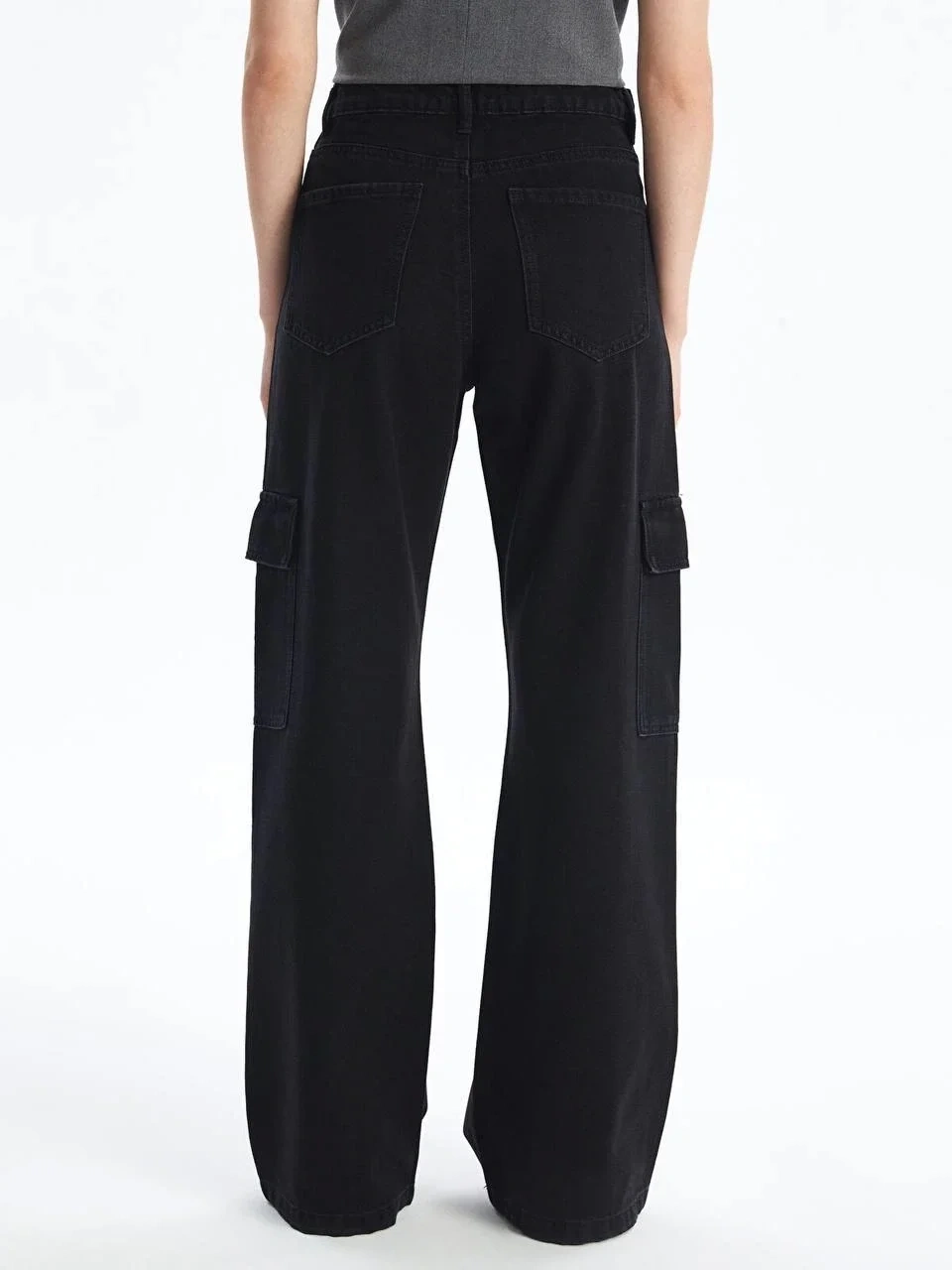 Kargo cep jeans pantolon siyah