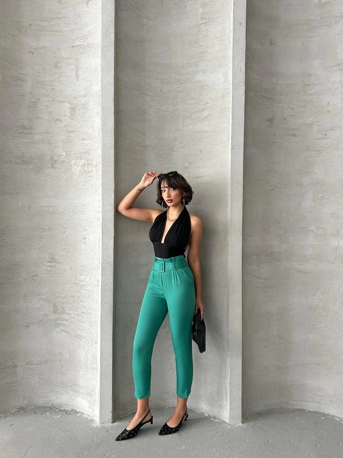 Kemerli havuç pantolon