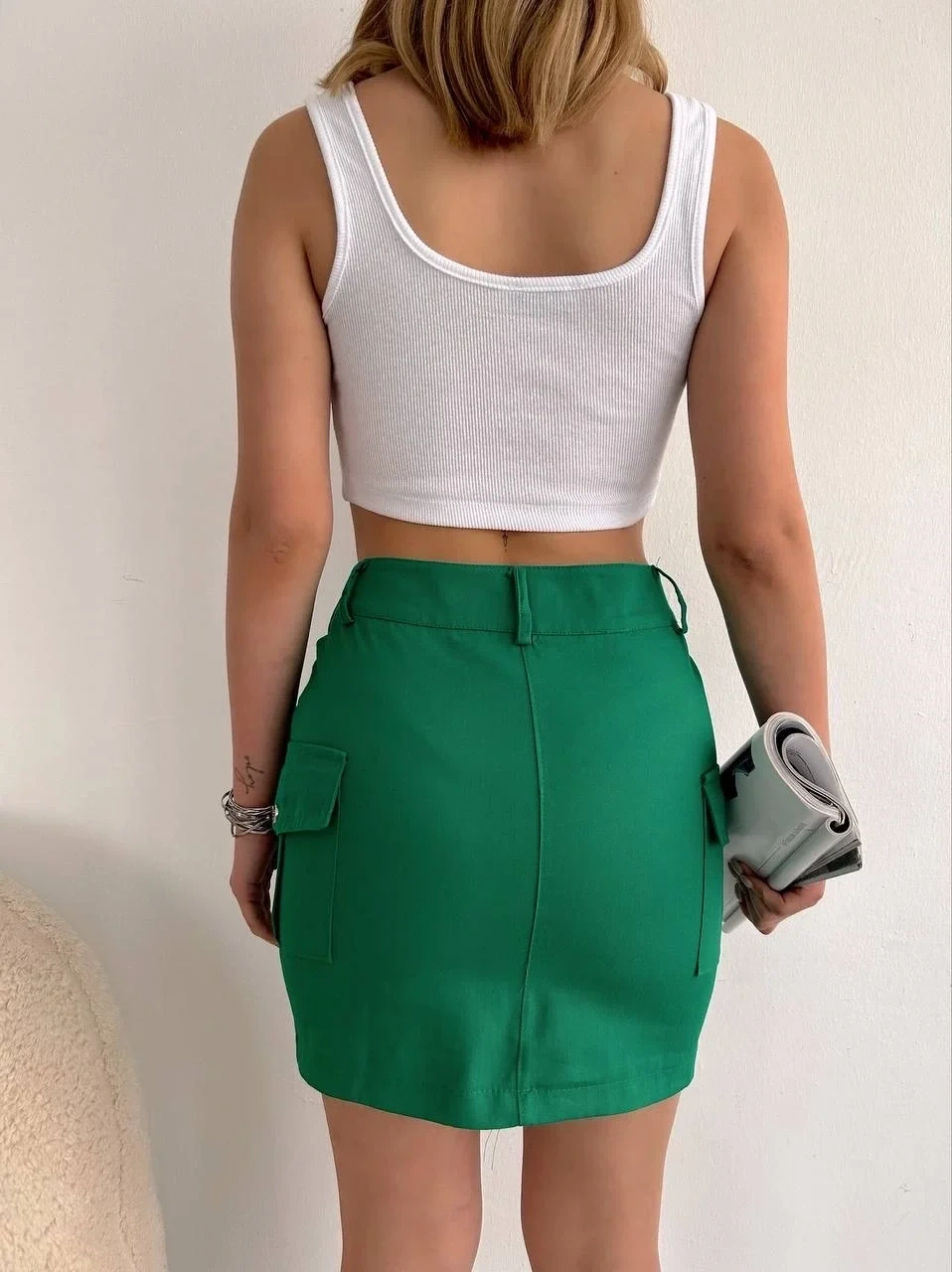 Körüklü cep etek yeşil s24904