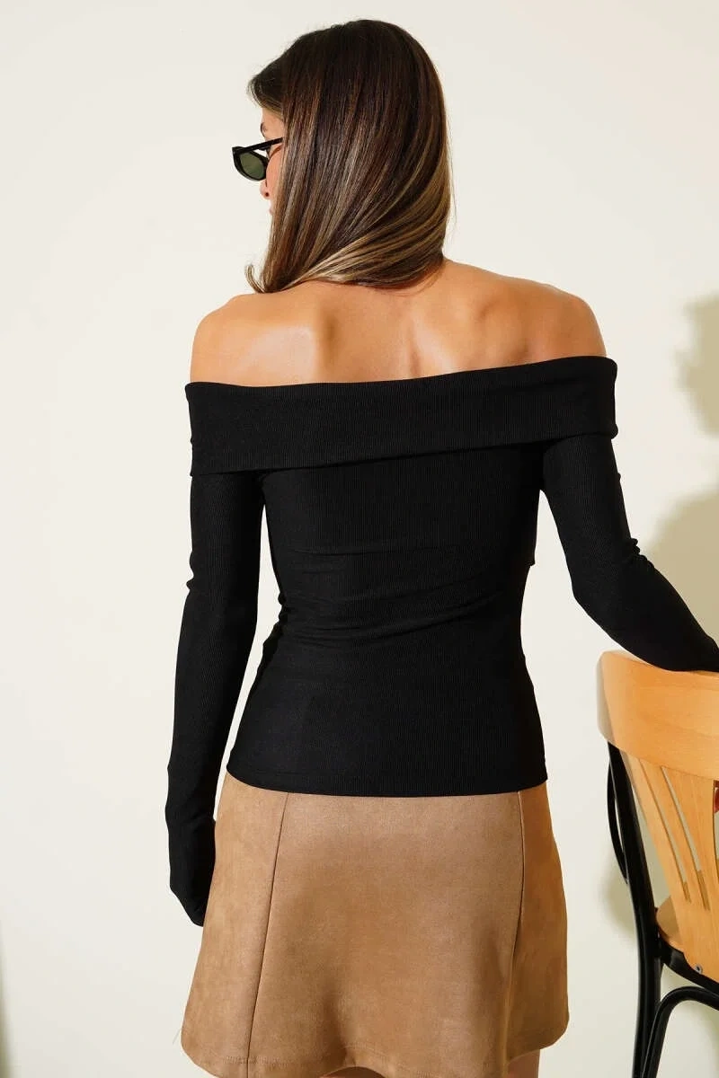 Madonna Çapraz Yaka Bluz Siyah