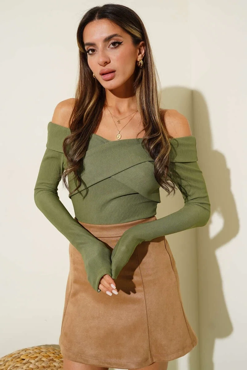 Madonna Çapraz Yaka Bluz Yeşil