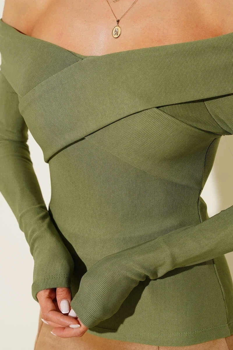 Madonna Çapraz Yaka Bluz Yeşil