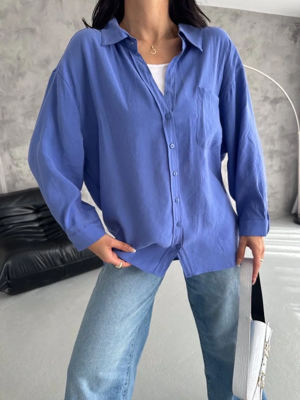 Modal oversize cepli gömlek