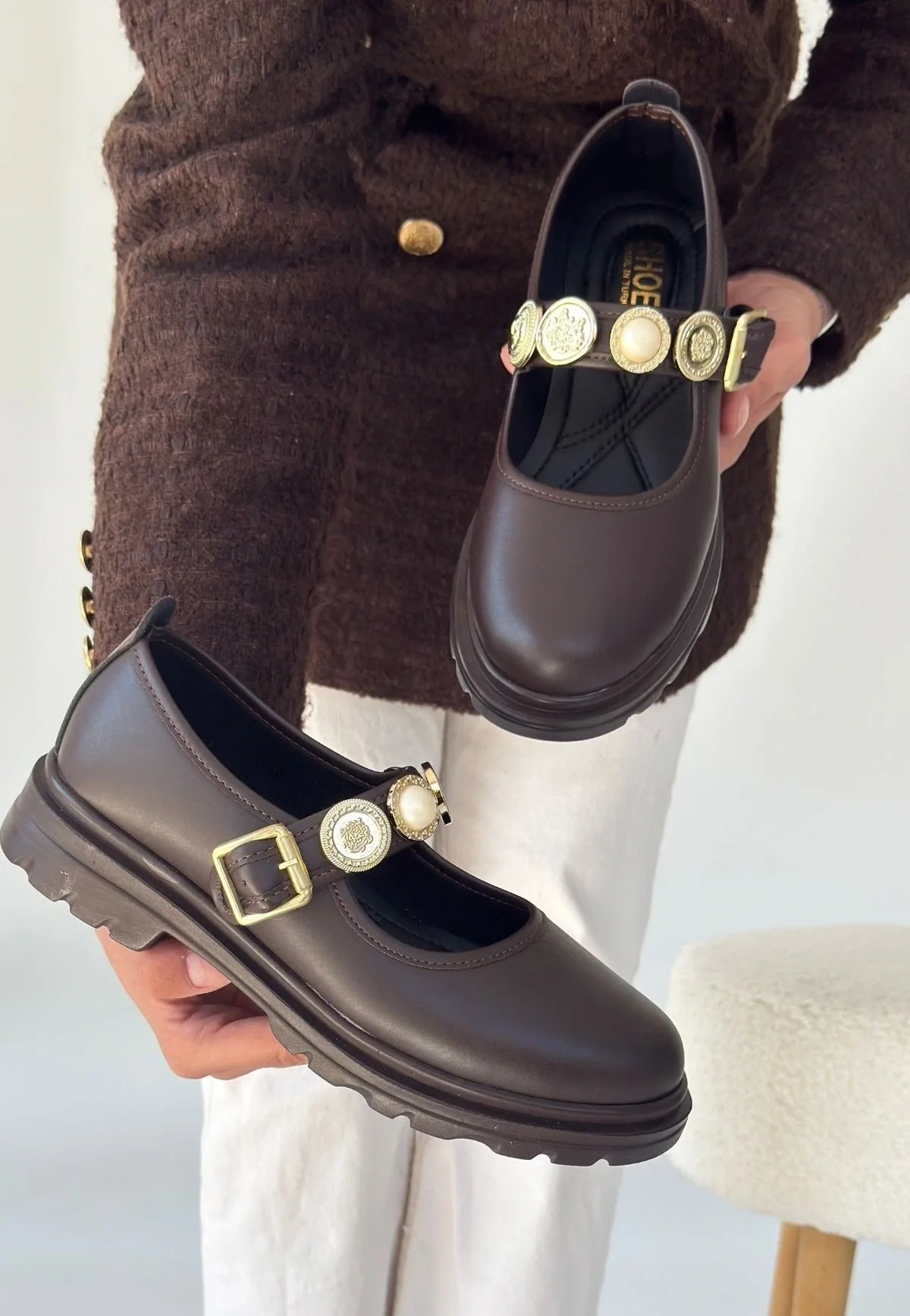 Okira Kahverengi Cilt Oxford Ayakkabı