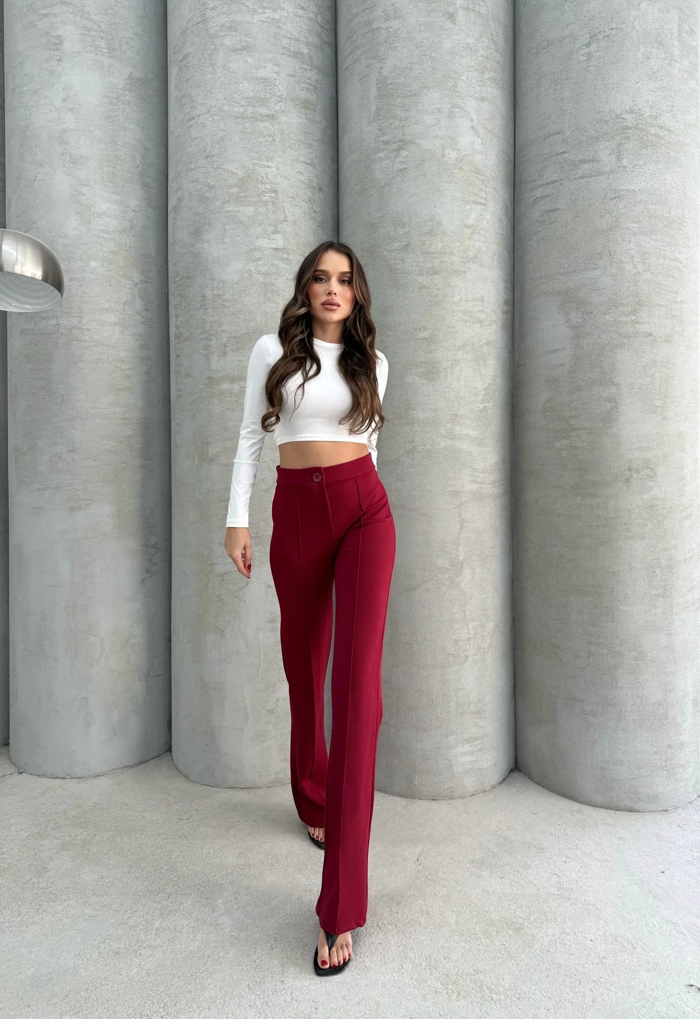 Önü cumalı ithal krep pantolon