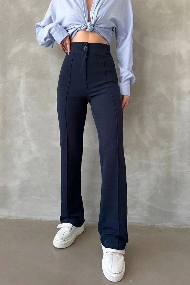 Önü cumalı ithal krep pantolon