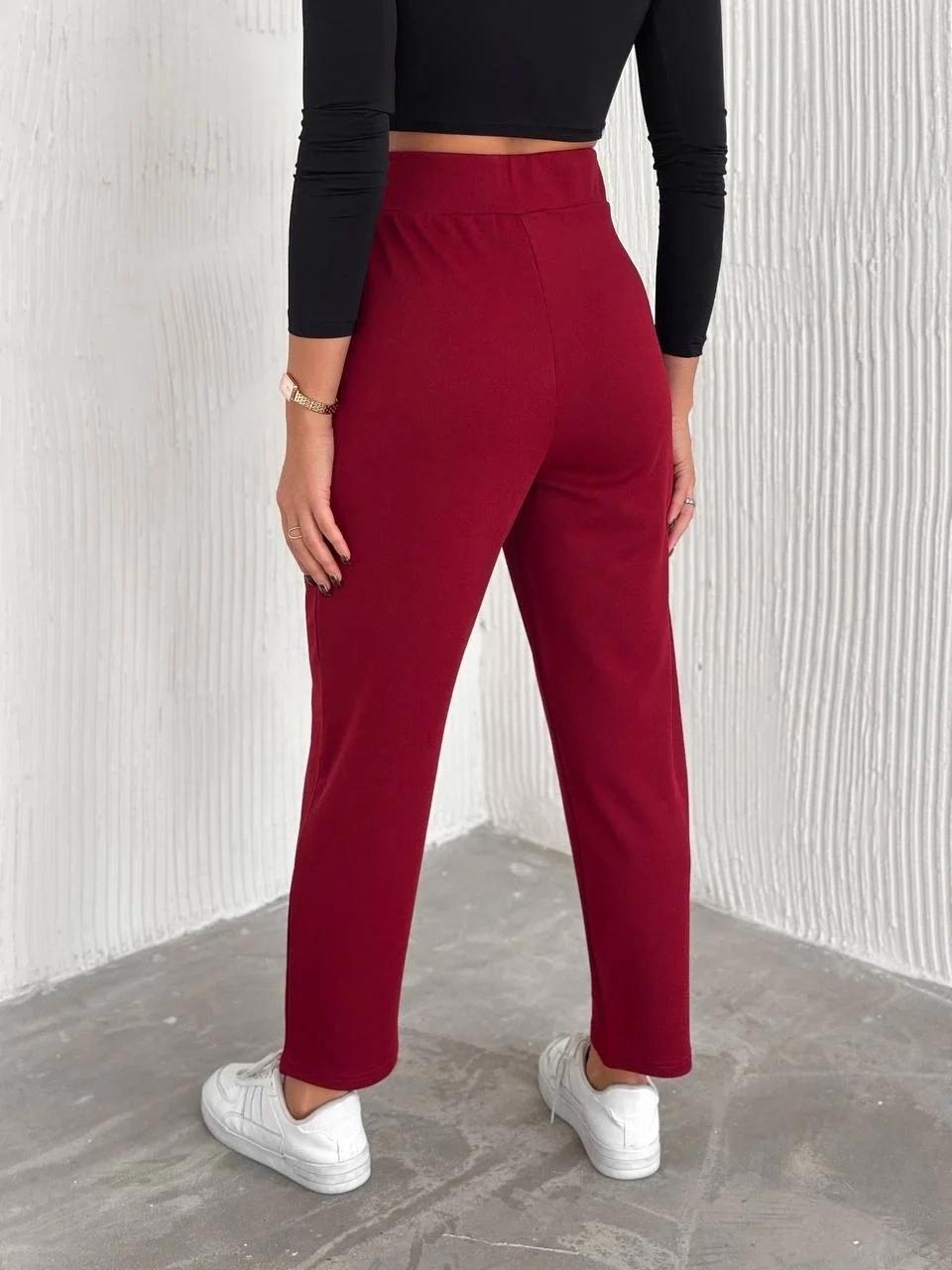 örme krep pantolon çift düğmeli