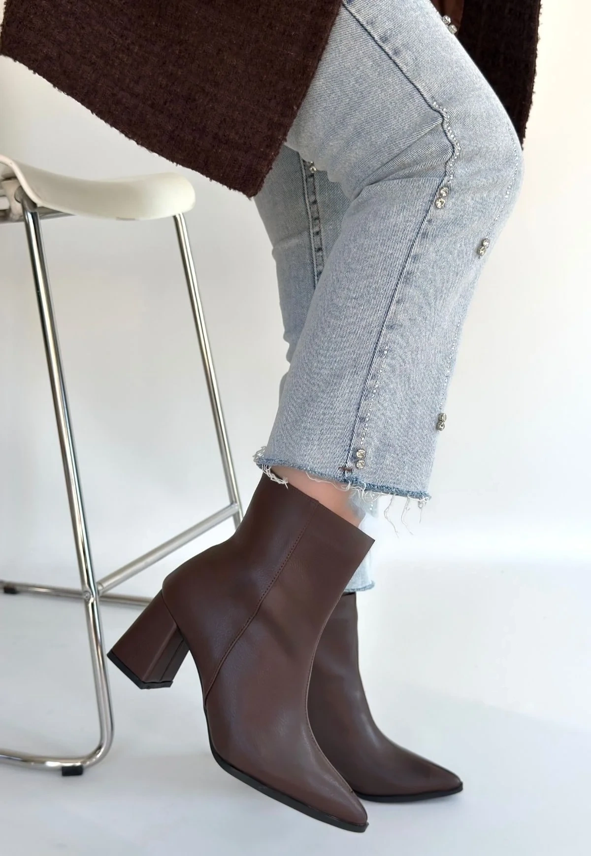 Oter Kahverengi Cilt Topuklu Bot